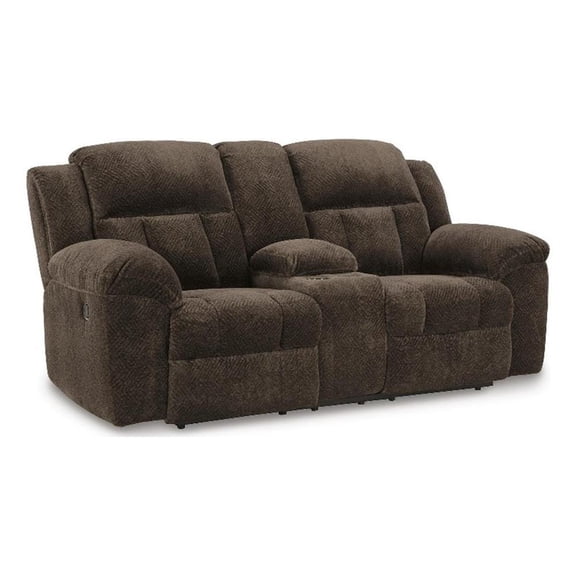 Signature Design by Ashley Beckmere Reclining Loveseat with Console in Chocolate