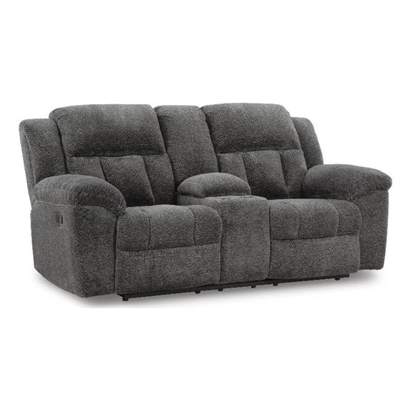 Signature Design by Ashley Beckmere Reclining Loveseat with Console in Dark Gray