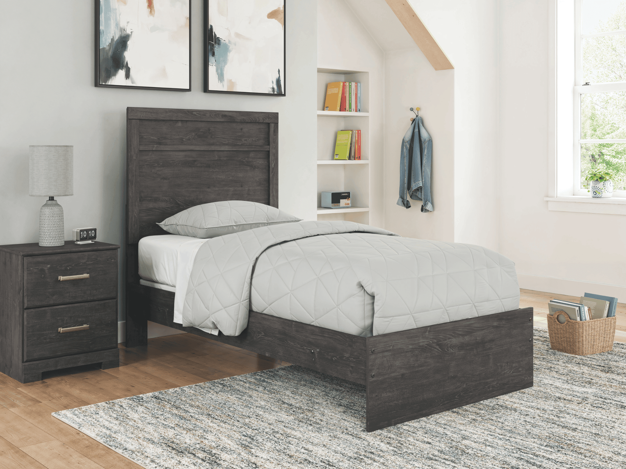 Signature Design by Ashley Belachime Kids Twin Panel Bed, Charcoal