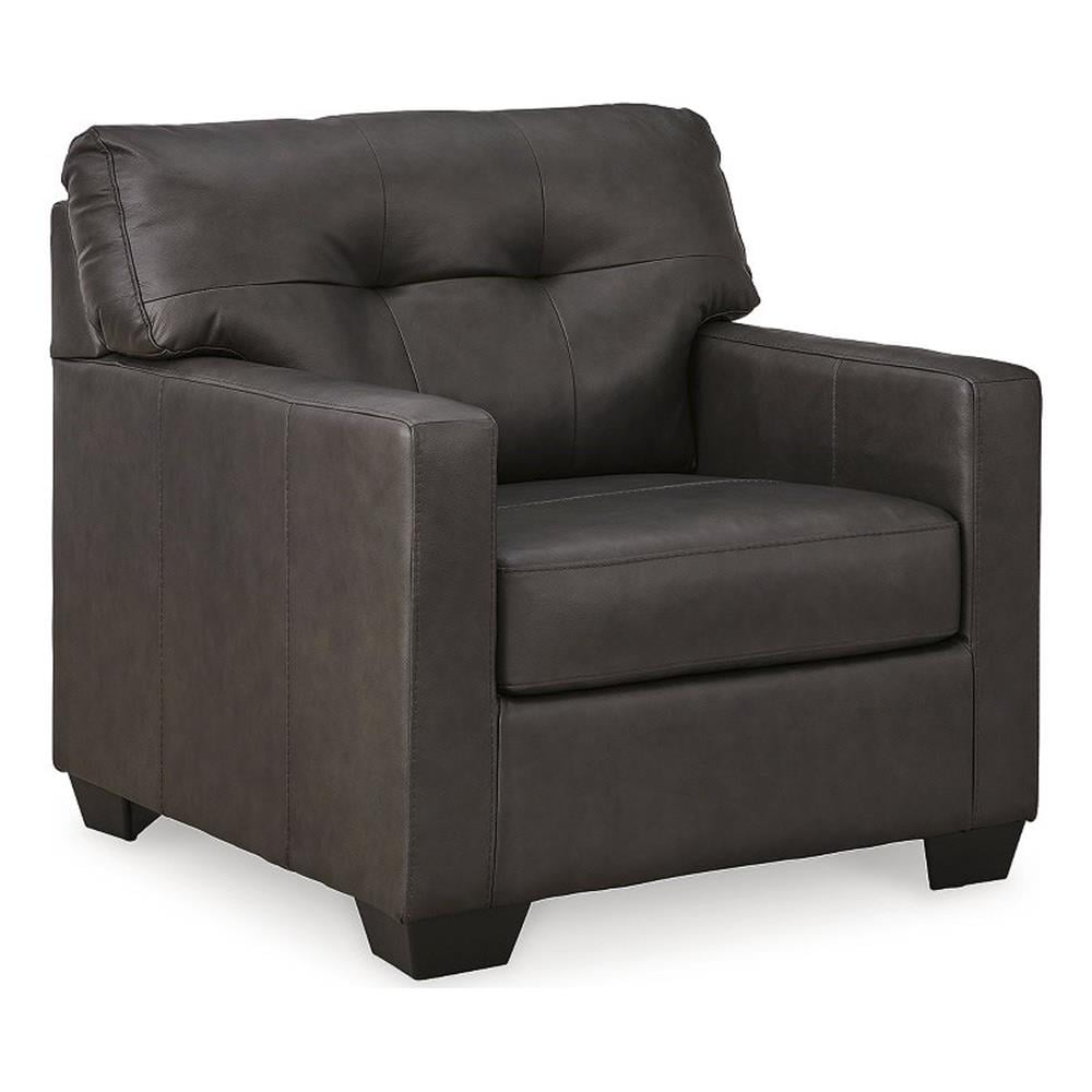 Storm Brown Leather and Faux Leather Oversized Chair