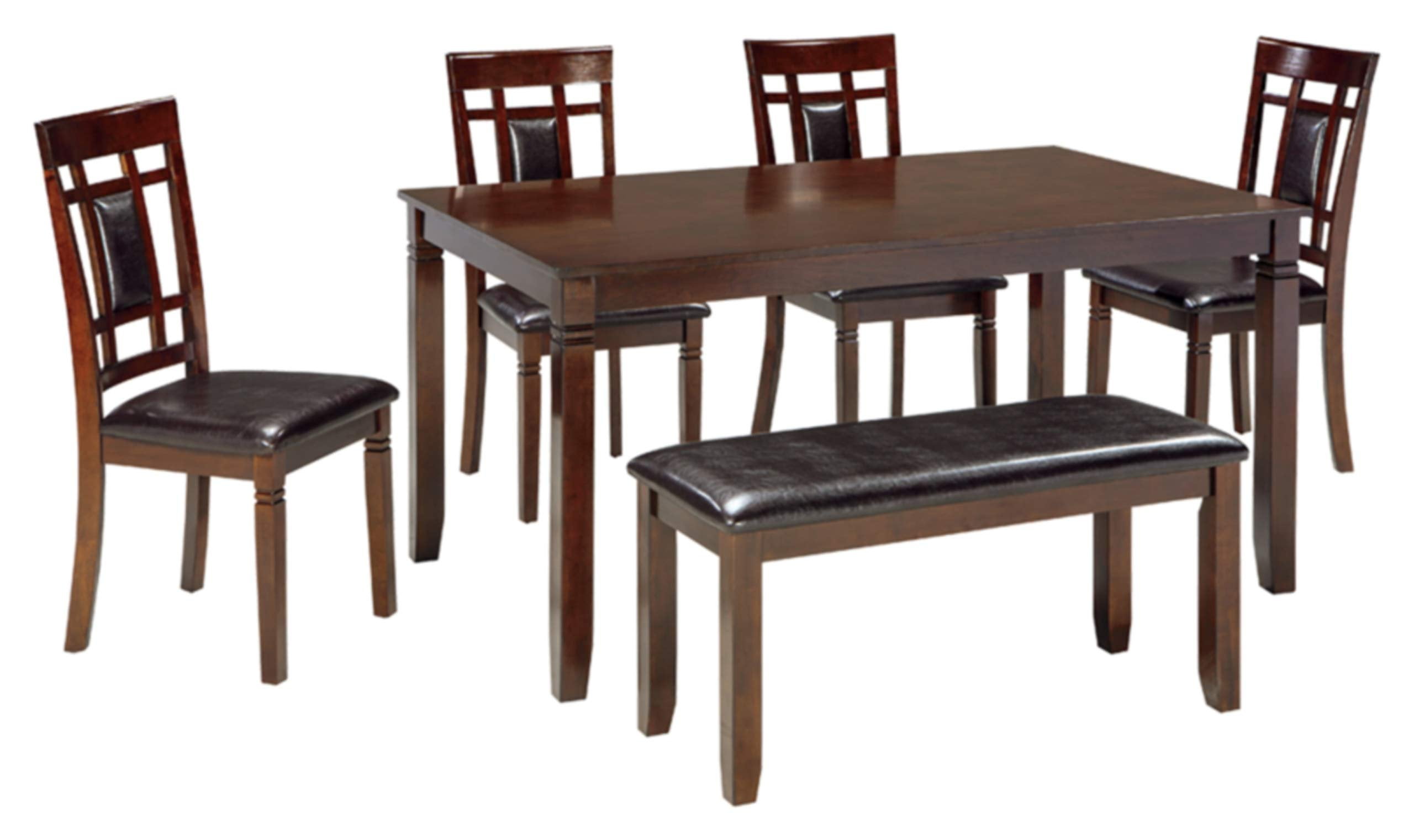 Bennox Transitional Brown Wood Formal Dining Set with 4 Chairs