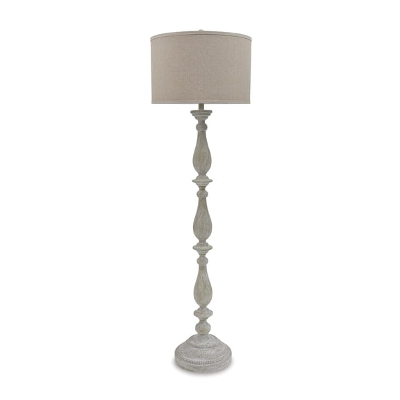 Signature Design by Ashley Bernadate Whitewash Floor Lamp with Fabric Drum Shade