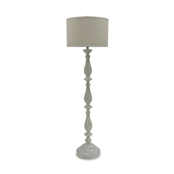 Signature Design by Ashley Bernadate Whitewash Floor Lamp with Fabric Drum Shade