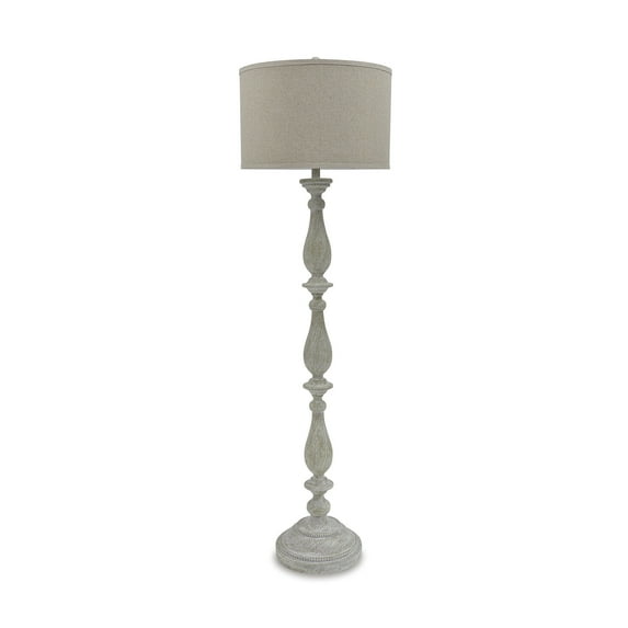 Signature Design by Ashley Bernadate Whitewash Floor Lamp with Fabric Drum Shade