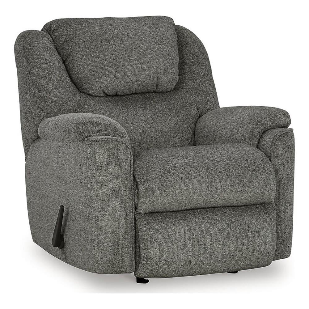 Gray Contemporary Metal Frame Recliner with Pillow Top Arms