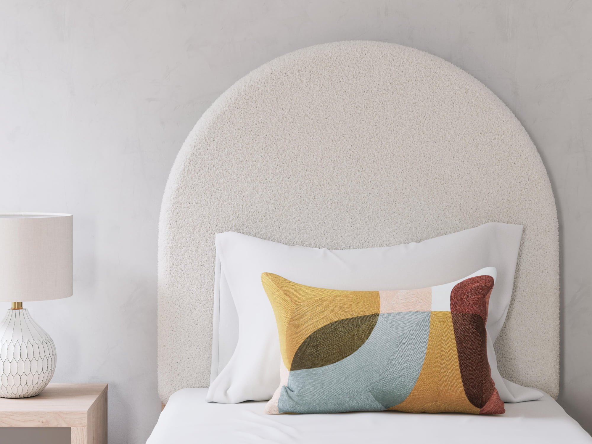 Signature Design by Ashley Birkmore Twin Upholstered Panel Headboard, White Fabric