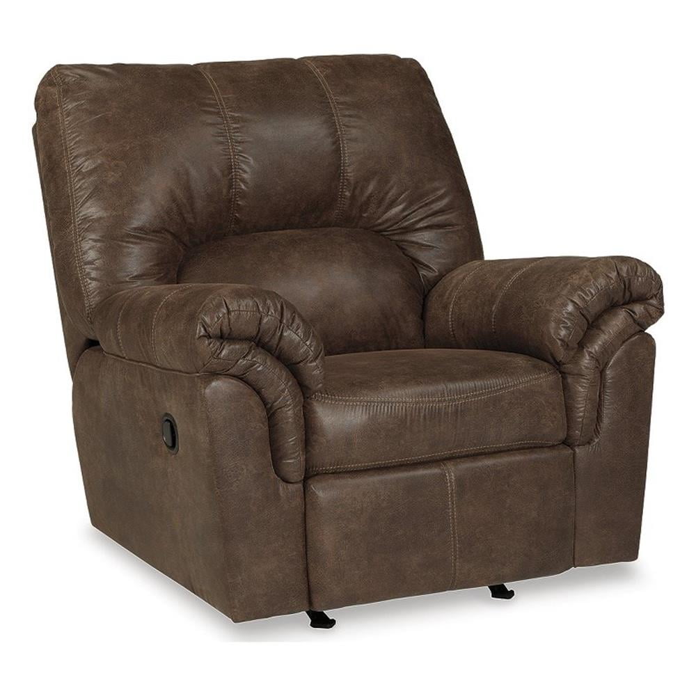Coffee Brown Faux Leather Traditional Recliner