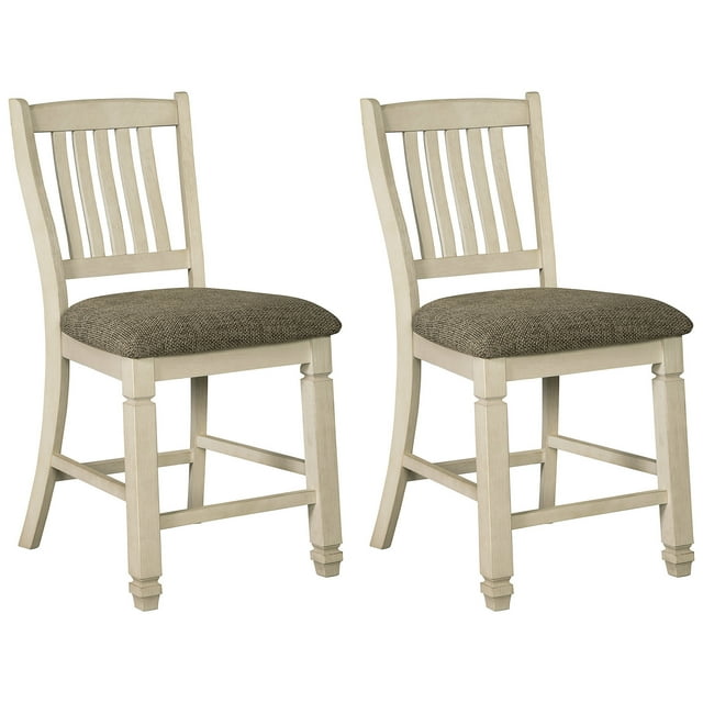 Ashley Bolanburg Upholstered Wood Weave Barstools, Set of 2, TwoTone