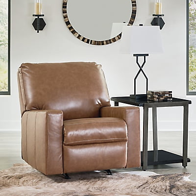 Caramel Leather Contemporary Rocker Recliner