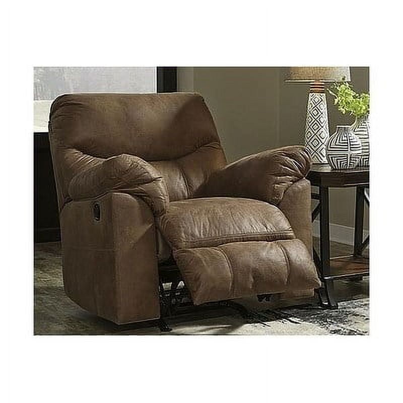 Bark Brown Faux Leather Oversized Recliner Chair