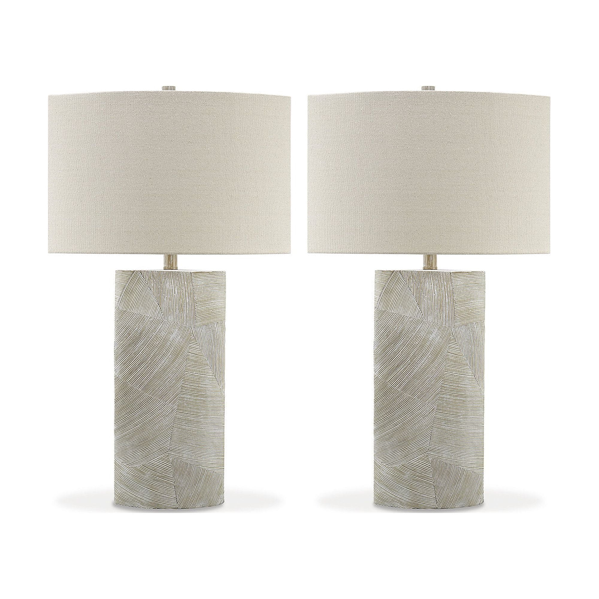 Bradard Contemporary Beige & Brown Resin Table Lamp Set