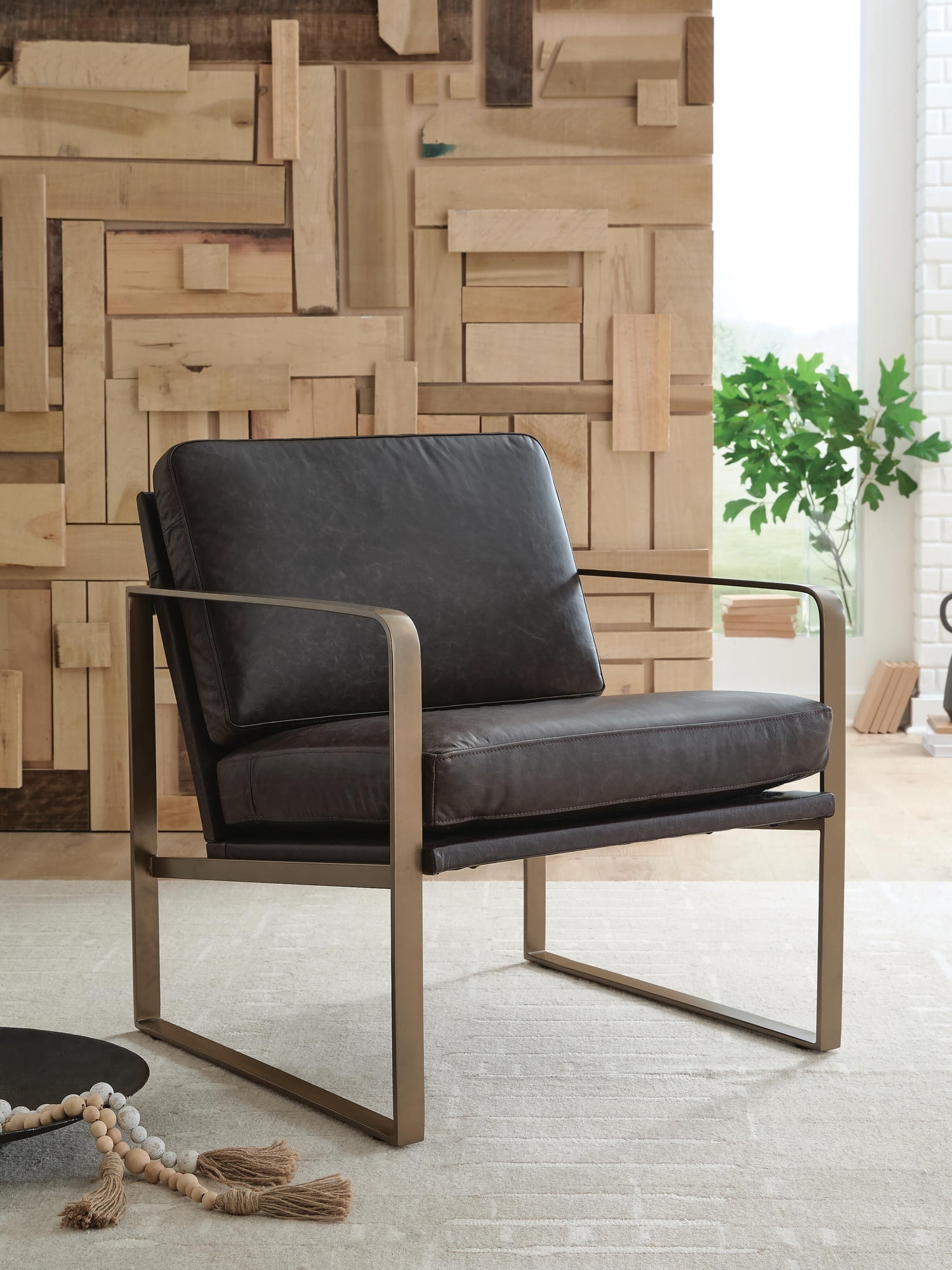 Signature Design By Ashley Bradett Accent Chair in Dark Brown/Gold