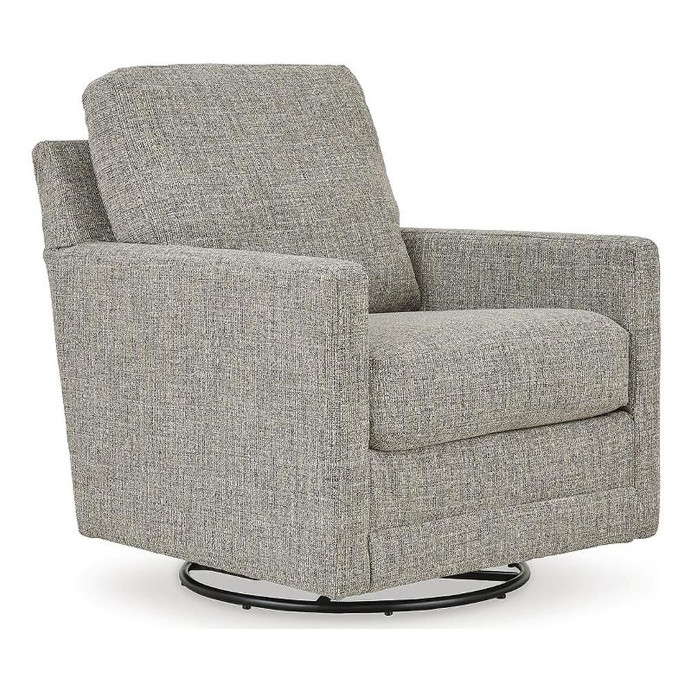 Black Metal Swivel Accent Chair with Track Arms