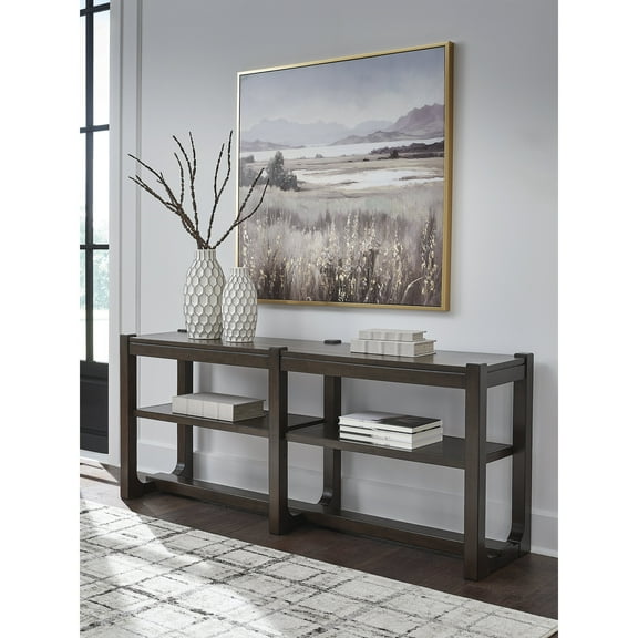 Signature Design by Ashley Breckington Console Table - Modern Sofa Table with Adjustable Shelves, Dark Brown