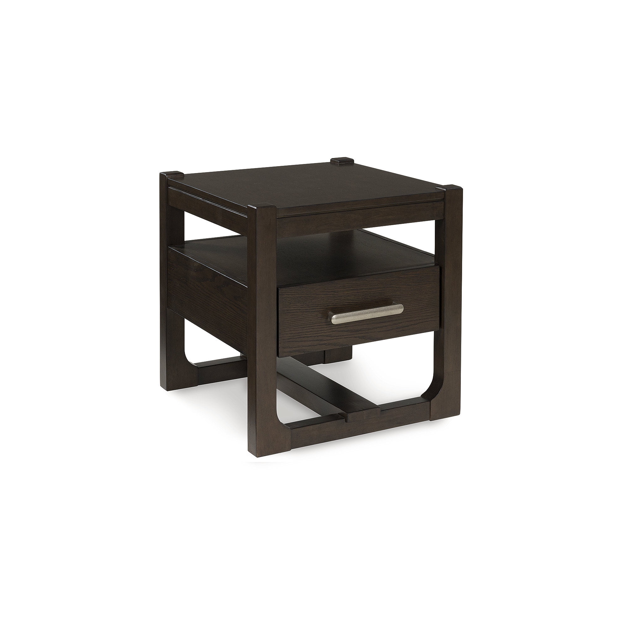 Signature Design by Ashley Breckington Contemporary End Table with Storage Drawers, Dark Brown