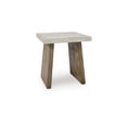 thumbnail image 1 of Signature Design by Ashley Brendalhouse Contemporary Square End Table - Faux Cement Top with Mango Wood Base, Light Brown, 1 of 5