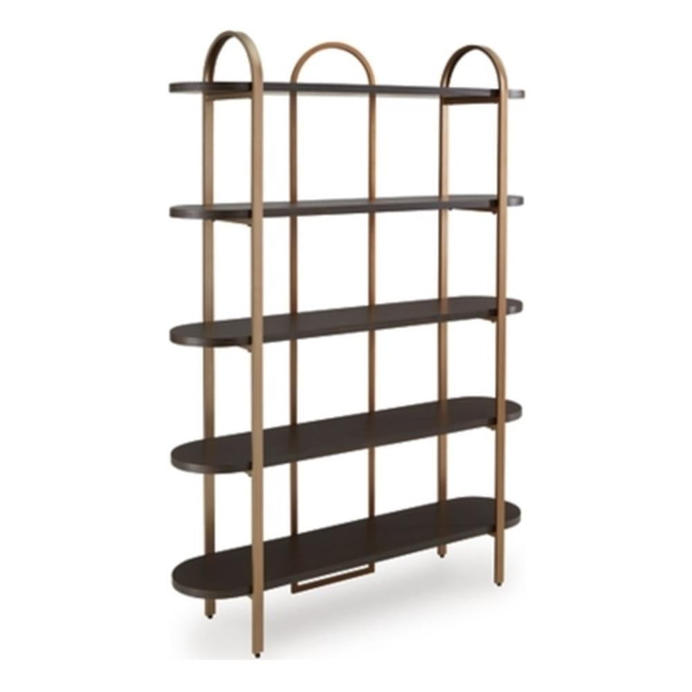 Brown and Gold 48" Modern Metal Frame Bookcase