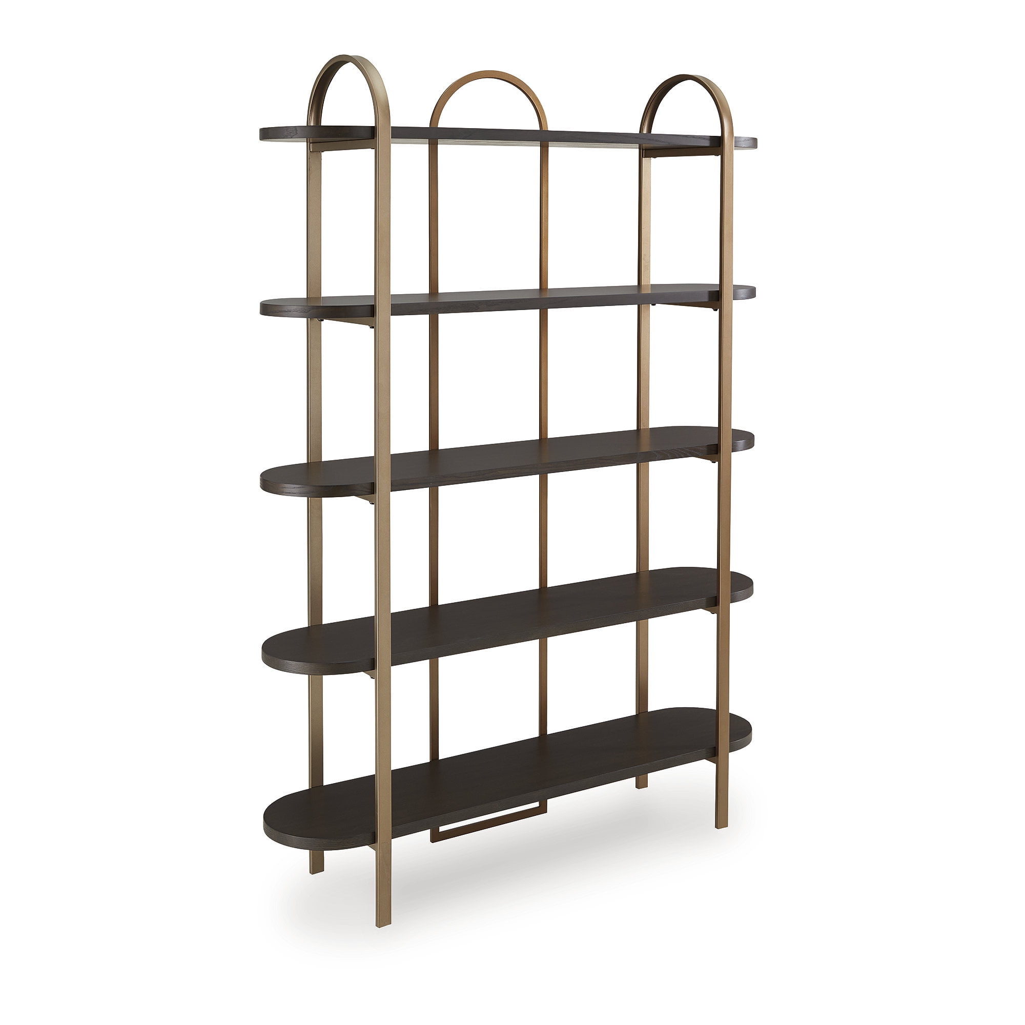 Brown and Gold 48" Modern Metal Frame Bookcase