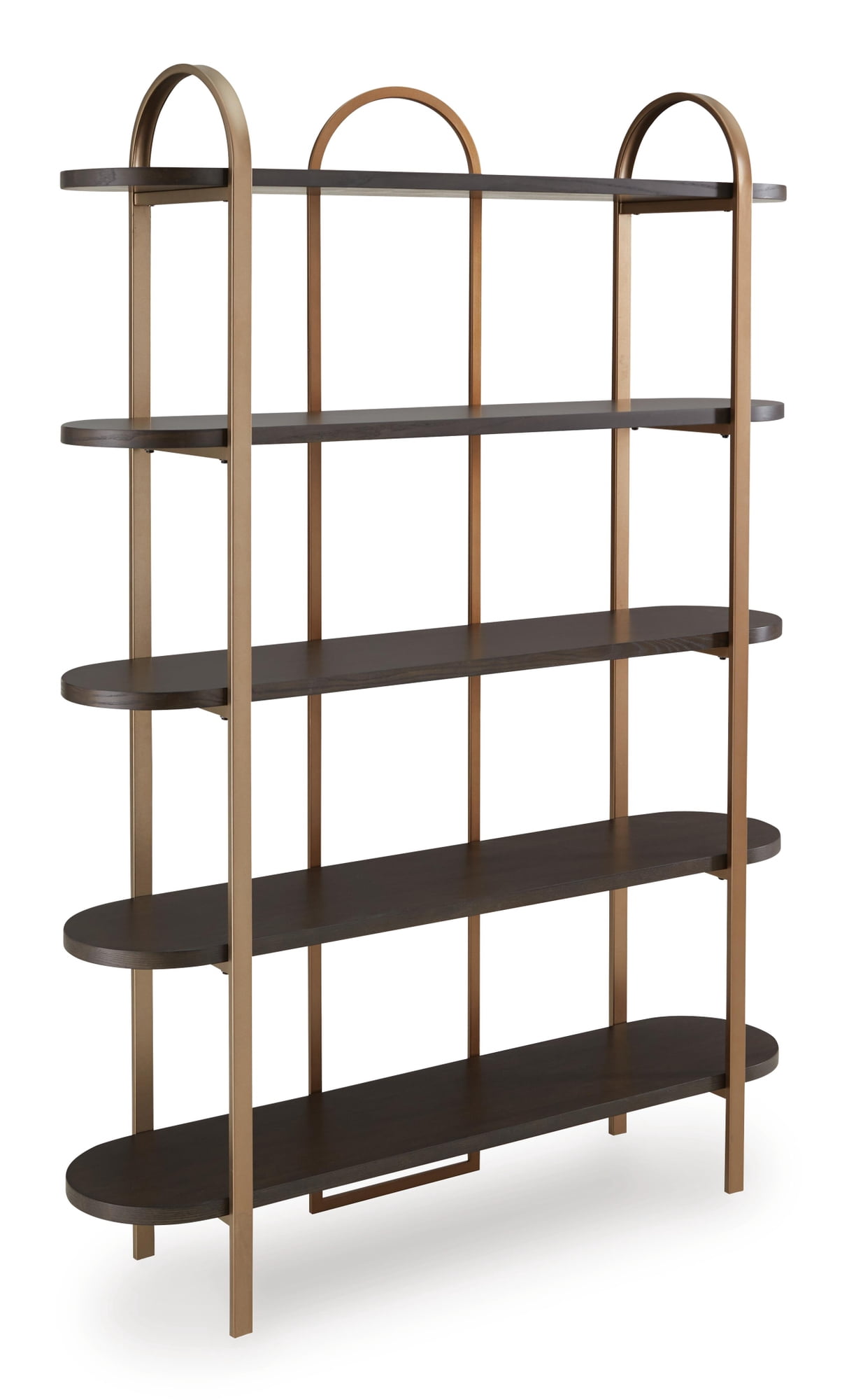 Signature Design by Ashley Brentmour 72" Modern Bookcase with 5 Shelves - Brown Wood & Gold Metal Frame