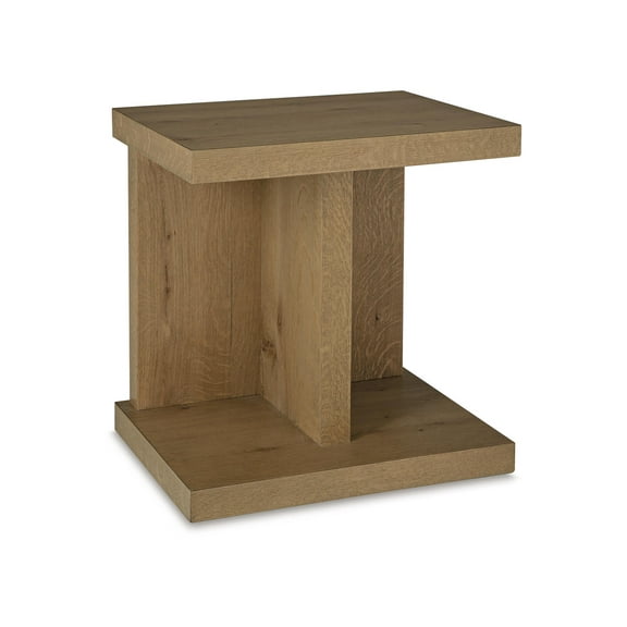 Signature Design by Ashley Brinstead Modern Chairside End Table with USB Charging Ports, Light Brown