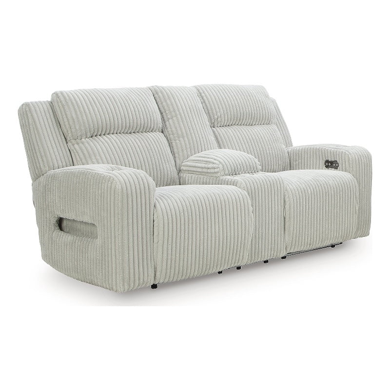 Signature Design by Ashley Broad Cove Light Gray Power Reclining Loveseat
