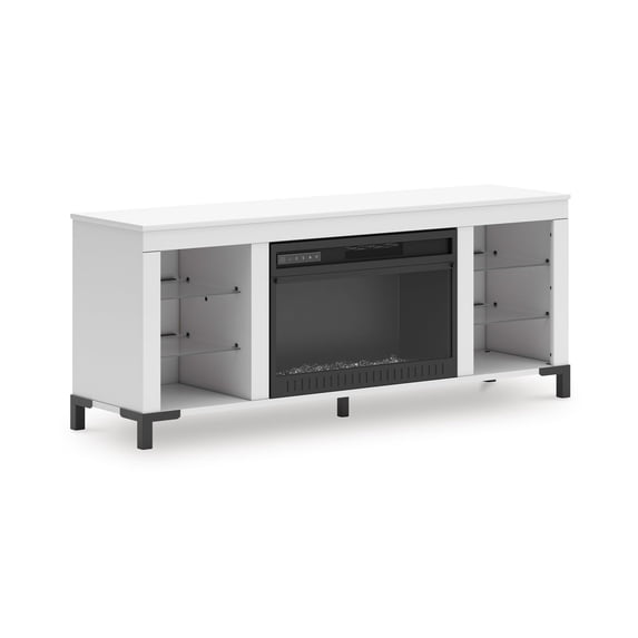 Signature Design by Ashley Brollevi White 60" TV Stand with Electric Fireplace