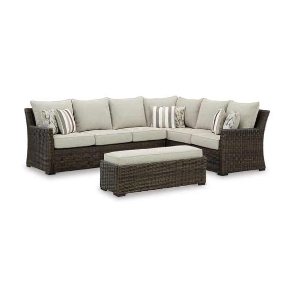 Signature Design by Ashley Brook Ranch Brown Outdoor Sectional - Set of 3