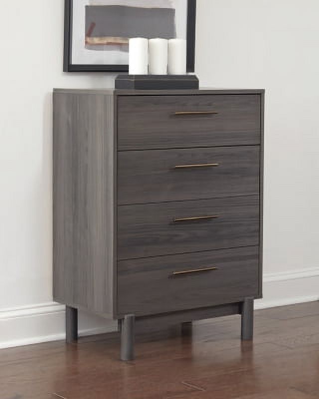 Signature Design by Ashley Brymont Mid-Century Modern 4 Drawer Chest of Drawers, Dark Gray - image 1 of 6
