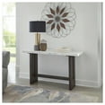 thumbnail image 1 of Signature Design by Ashley Burkhaus Sofa Table, Natural Marble Top, Dark Brown Oak Console for Living Room, 1 of 9