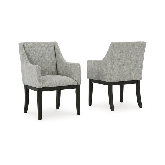 Signature Design by Ashley Burkhaus Traditional Dining Upholstered Arm Chair, Set of 2, Gray & Dark Brown