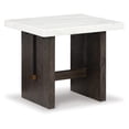 thumbnail image 1 of Signature Design by Ashley Burkhaus Traditional End Table with Marble Tabletop, Dark Brown & White, 1 of 7