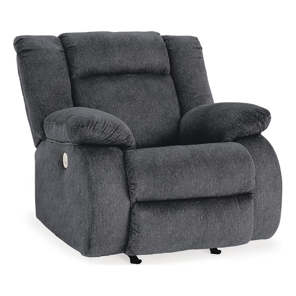 Gray Velvet Power Recliner with Metal Frame
