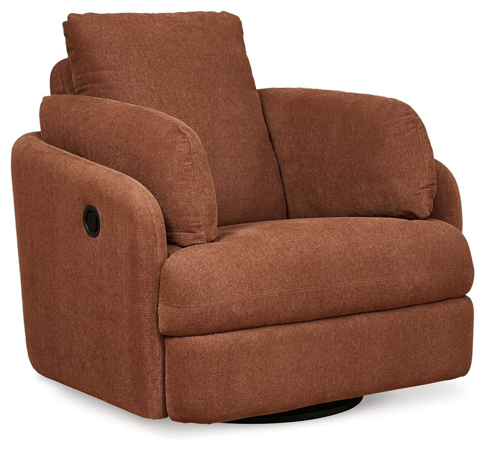 Spice Brown Swivel Recliner Armchair with Hidden Storage