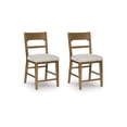 thumbnail image 1 of Signature Design by Ashley Cabalynn Counter Height Upholstered Barstools, Set of 2, Light Brown Frame with Cushioned Oatmeal Seat, 1 of 8