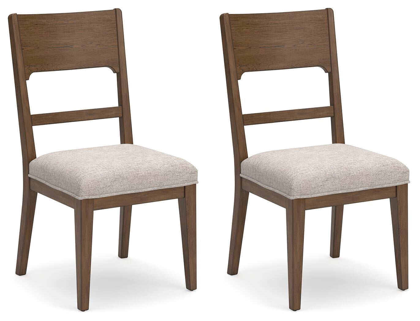 Signature Design by Ashley Cabalynn Dining Side Chairs Set of 2, Oatmeal and Light Brown Upholstered Dining Chairs with Hardwood Frame