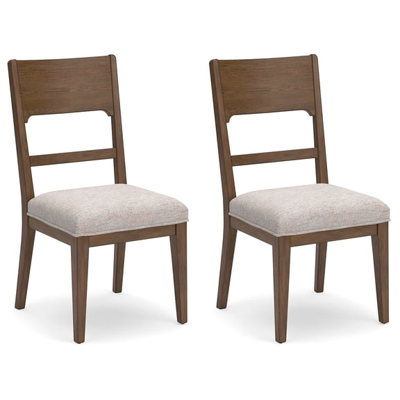 Signature Design by Ashley Cabalynn Dining Side Chairs Set of 2, Oatmeal and Light Brown Upholstered Dining Chairs with Hardwood Frame