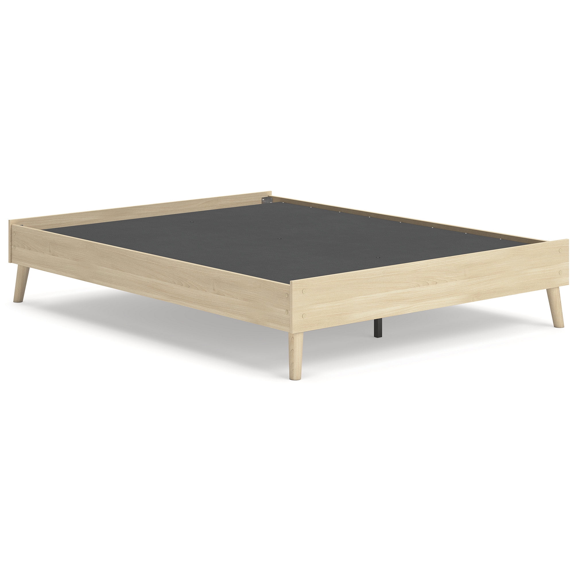 Light Brown Queen Wood Platform Bed with Storage