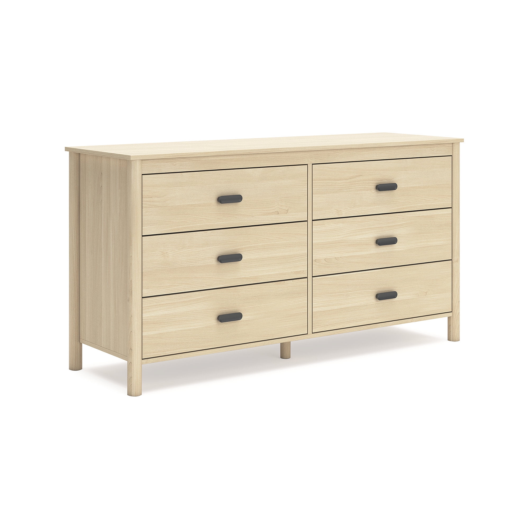 Cabinella Beige Six Drawer Dresser with Metallic Brown Knobs