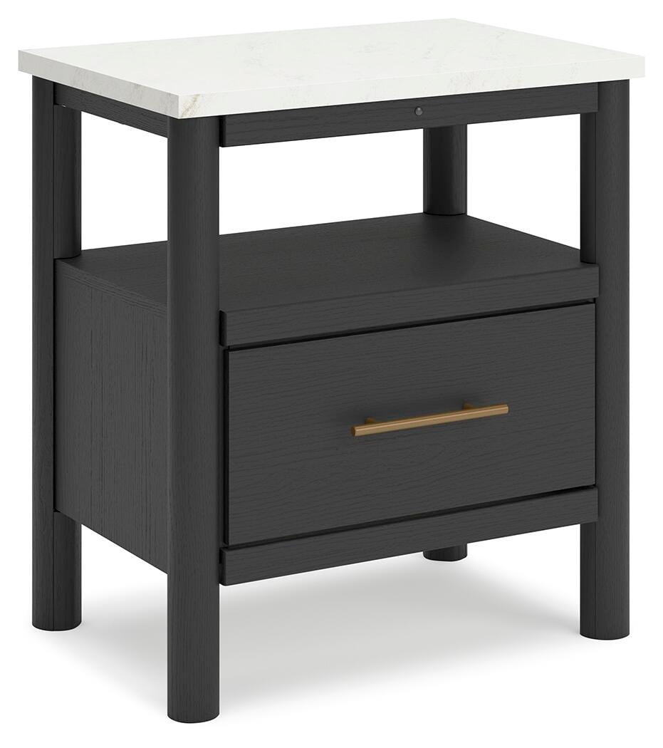Signature Design by Ashley Cadmori Nightstand with Light and Wireless Charging, Black/White
