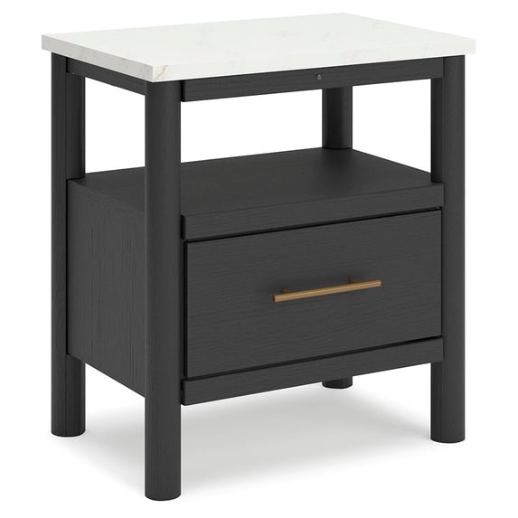 Signature Design by Ashley Cadmori Nightstand with Light and Wireless Charging, Black/White