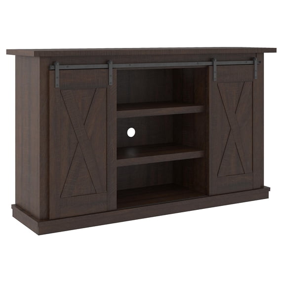 Signature Design by Ashley Camiburg Farmhouse TV Stand Fits TVs up to 50 with Sliding Barn Doors and Storage Shelves