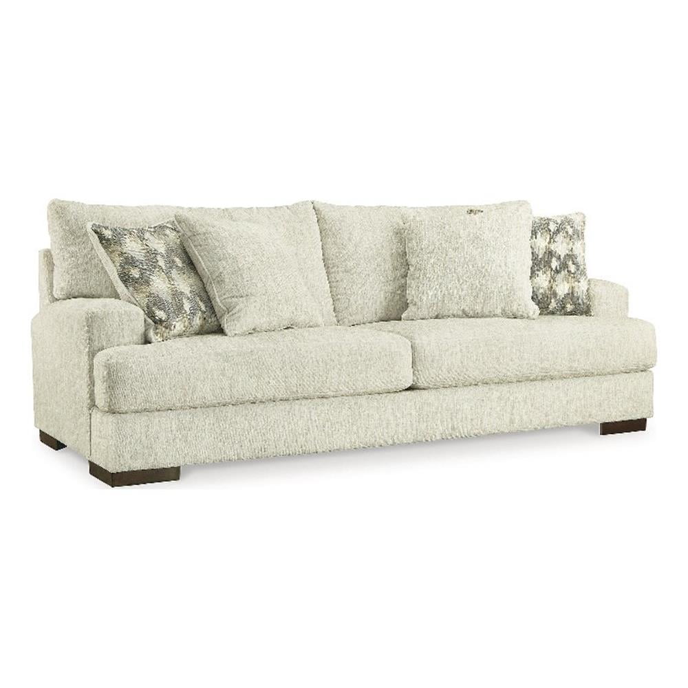 Beige Microfiber 94'' Track Arm Sofa with Removable Cushions