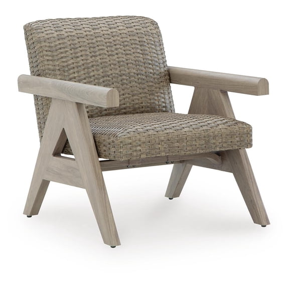 Signature Design by Ashley Haven Retreat Rocking Lounge Chair with Rust Resistant Frame and Foam Cushion, Beige