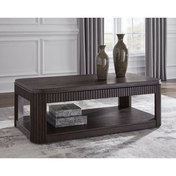 Signature Design by Ashley Carlibrie Lift Top Coffee Table, Brown Contemporary Cocktail Table with Shelf and Casters