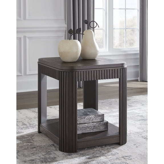 Signature Design by Ashley Carlibrie Rectangular End Table with Lower Shelf, Warm Brown Finish