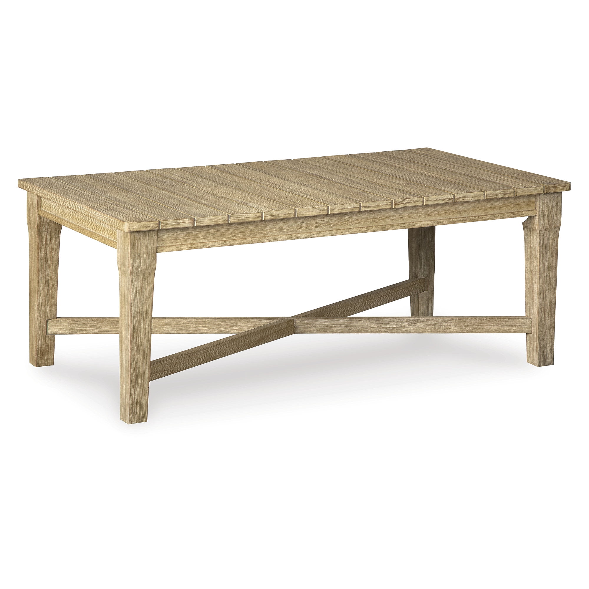 Beige Eucalyptus Wood Outdoor Coffee Table with Protective Coating