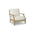 thumbnail image 1 of Signature Design by Ashley Carter Hall Outdoor Lounge Chair with Cushion, Weather-Resistant Eucalyptus Wood with Nuvella® Fabric, Beige, 1 of 5