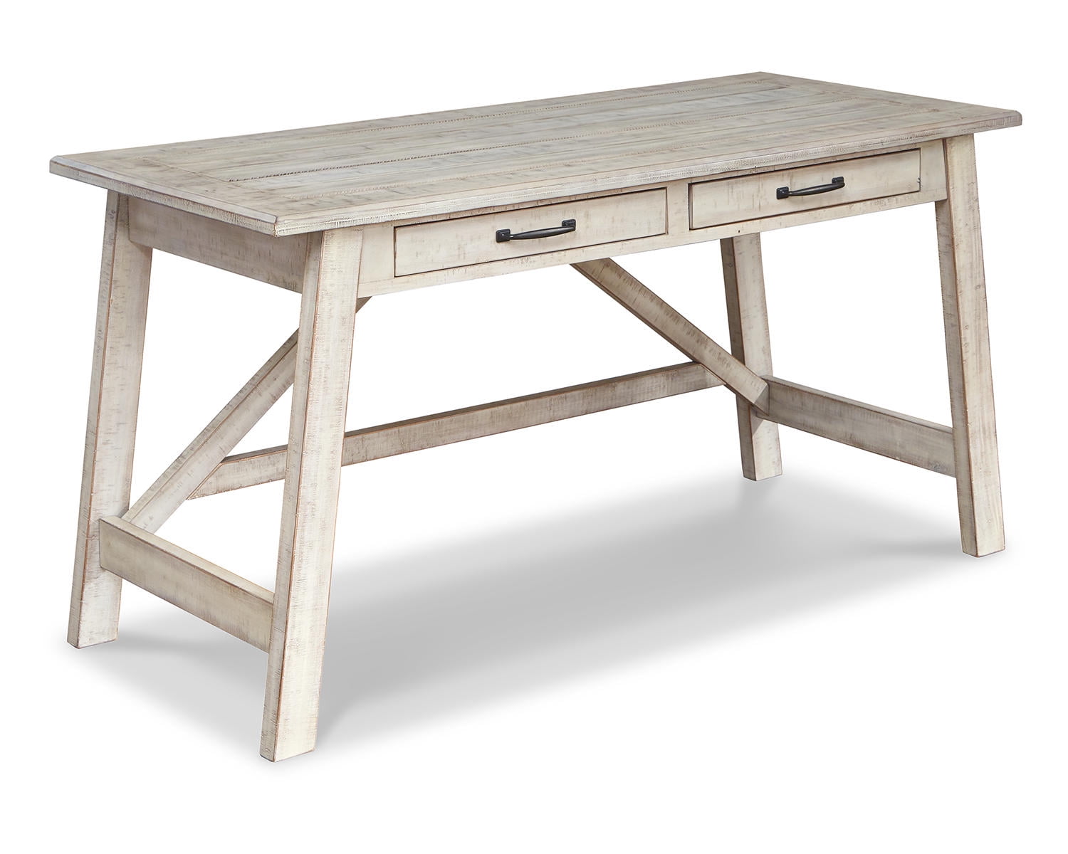Transitional 60'' White Pine Home Office Desk with USB Port