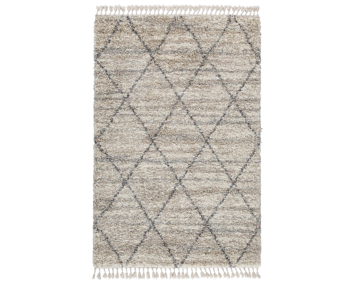 Beige and Gray Braided Diamond 8' x 10' Synthetic Rug