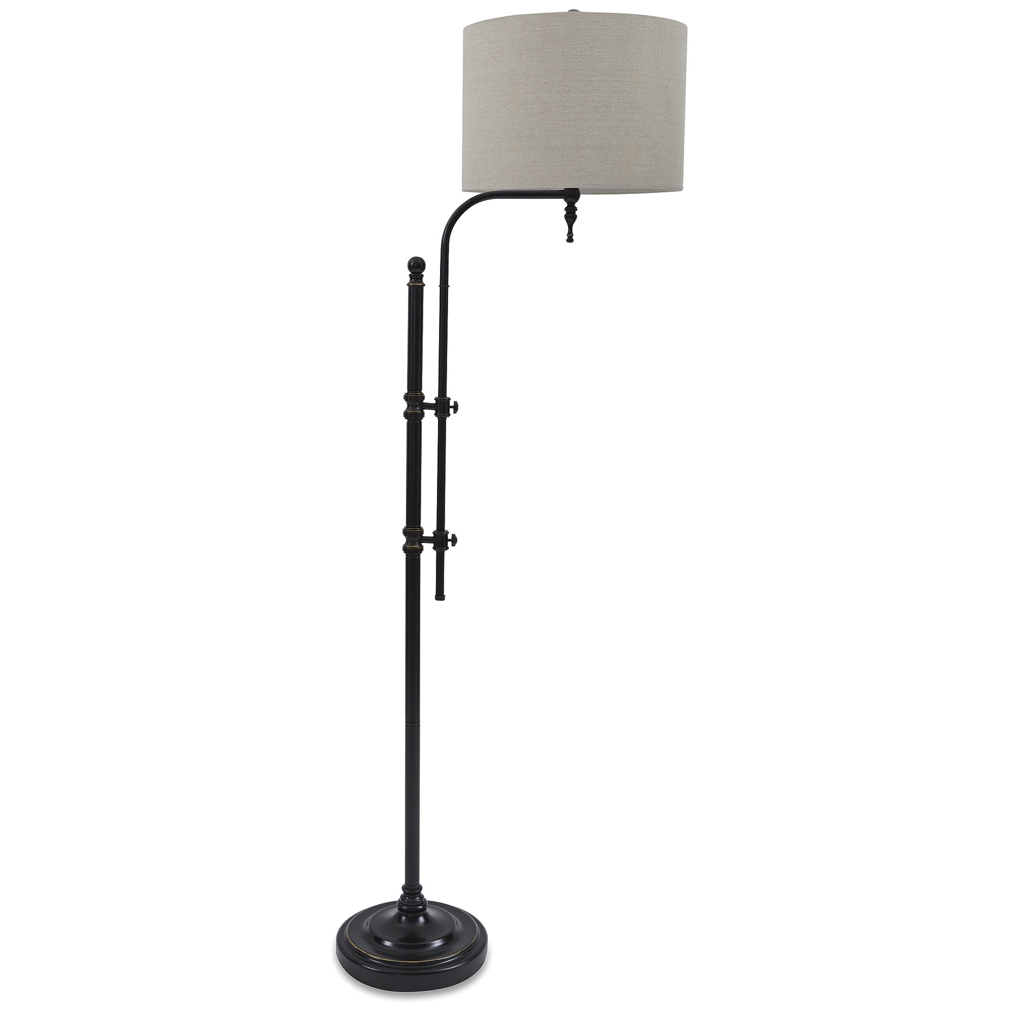 Contemporary Anemoon Adjustable Black Metal Floor Lamp with Drum Shade